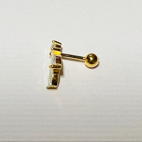 Wild Vine Marquise Round Clear Crystal CZ 18k Gold Plated S925 Stud Earring 1pc - Picture 7 of 10